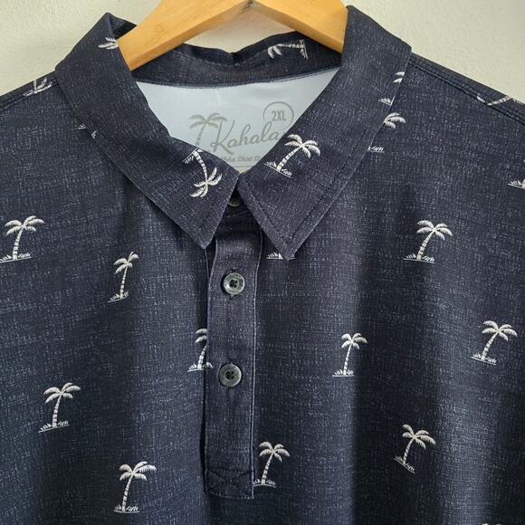 *NWT Kahala Brrr Performance Polo Shirt Black Palm-2XL Cooling Rapid Drying Golf - Picture 2 of 9